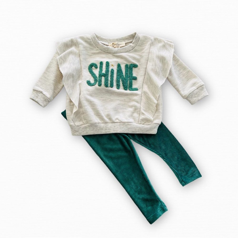 Jessic Simpson Baby Girls Outfit ‘Shine’ Sweatshirt and Pants Size 12 Months NWT
